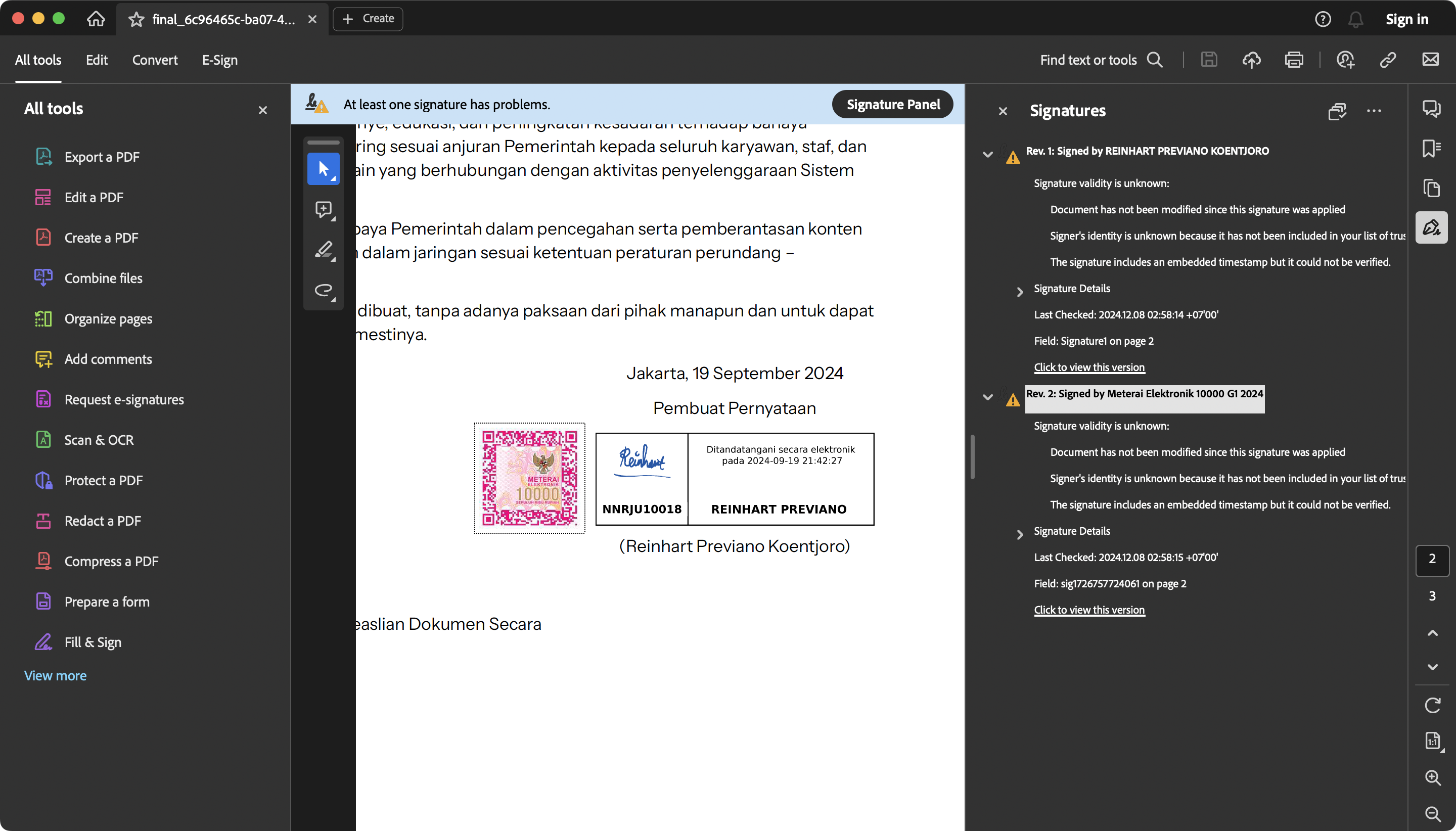 Tanda Tangan Elektronik pada Adobe Acrobat Reader